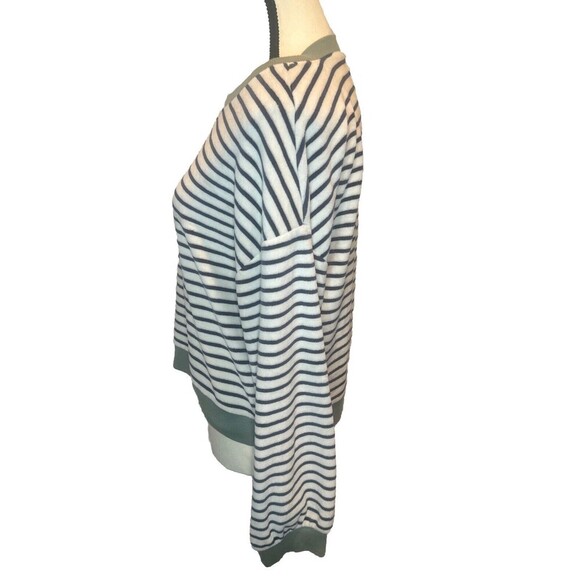 Madewell MWL Velour Navy BLUE Striped Sweatshirt Sz Medium - Picture 3 of 7